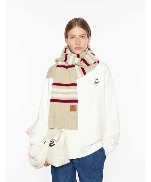 Maison Kitsune(メゾンキツネ)の「WOOL STRIPED SCARF(マフラー・メンズ・ベージュ・U)」の5枚目の写真