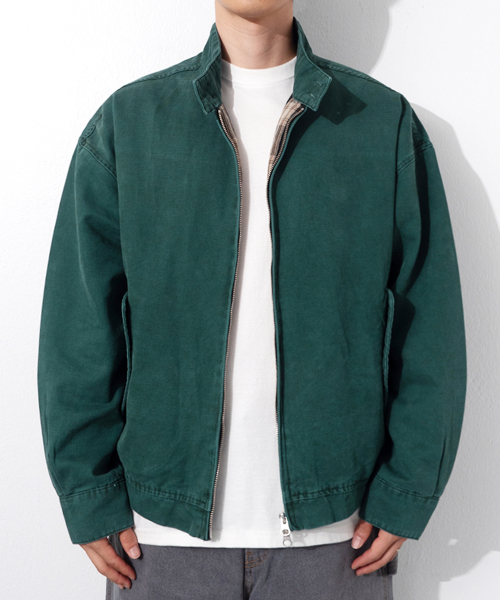 QT8 GARMENTS(キューティーエイトガーメント)の「MF ウォッシュドオックスフォード ハリントンジャケット (ダークグリーン)(ブルゾン・レディース・その他・MEDIUM/LARGE/X-LARGE)」の3枚目の写真