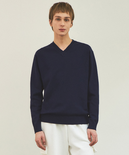 WEDNESDAY OASIS(ウェンズデーオアシス)の「オールウェイズウォッシャブルVネックニット_Navy(WC25-KN01)(ニット/セーター・メンズ・ネイビー・MEDIUM/LARGE)」の3枚目の写真