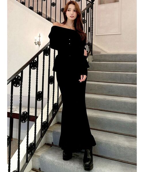 RESEXXY（リゼクシー）の「ヘムフリルマーメイドニットスカート【セットアップ着用可能】（スカート・レディース・アイボリー/ブラック・FREE）」の8枚目の写真