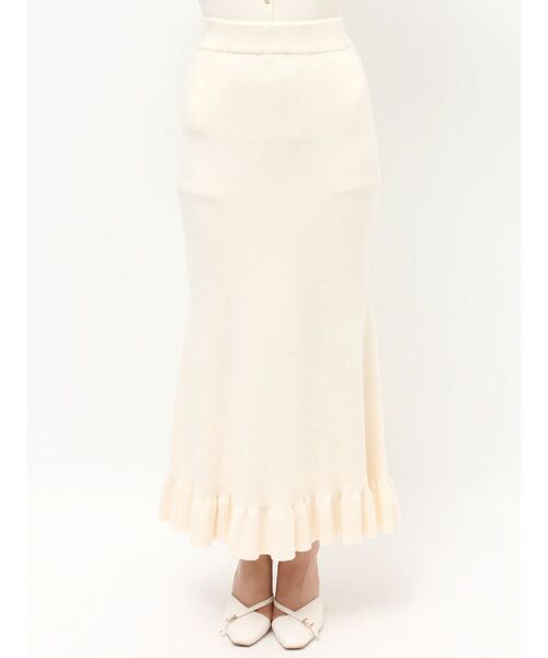 RESEXXY（リゼクシー）の「ヘムフリルマーメイドニットスカート【セットアップ着用可能】（スカート・レディース・アイボリー/ブラック・FREE）」の15枚目の写真