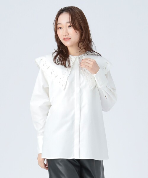 BEAMS HEART(ビームスハート)の「刺繍 ビッグカラー シャツ(シャツ/ブラウス・レディース・ブラック/サックスブルー/オフホワイト・FREE)」の21枚目の写真