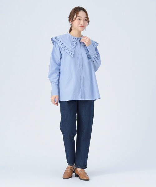 BEAMS HEART(ビームスハート)の「刺繍 ビッグカラー シャツ(シャツ/ブラウス・レディース・ブラック/サックスブルー/オフホワイト・FREE)」の19枚目の写真