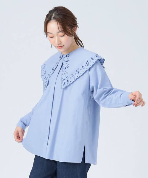 BEAMS HEART(ビームスハート)の「刺繍 ビッグカラー シャツ(シャツ/ブラウス・レディース・ブラック/サックスブルー/オフホワイト・FREE)」の17枚目の写真