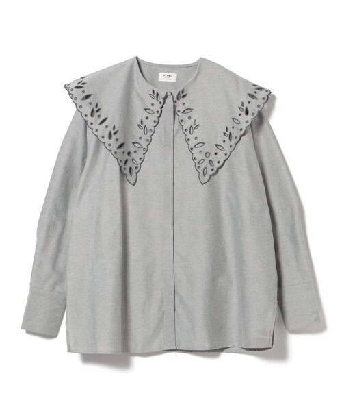 BEAMS HEART(ビームスハート)の「刺繍 ビッグカラー シャツ(シャツ/ブラウス・レディース・ブラック/サックスブルー/オフホワイト・FREE)」の12枚目の写真