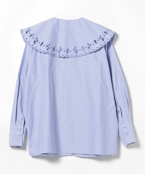 BEAMS HEART(ビームスハート)の「刺繍 ビッグカラー シャツ(シャツ/ブラウス・レディース・ブラック/サックスブルー/オフホワイト・FREE)」の7枚目の写真