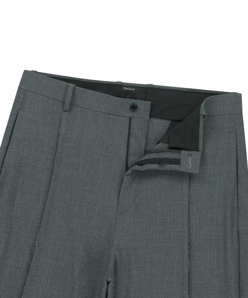 ENDOOR(エンドア)の「Exposed seam pants (charcoal)(スラックス・メンズ・チャコールグレー・3/1/2)」の3枚目の写真