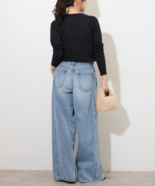 JOURNAL STANDARD relume(ジャーナルスタンダード レリューム)の「《追加5》シアークルーネックロングTシャツ(Tシャツ/カットソー・レディース・ブラック/レッド/ブラウン/ホワイト・FREE)」の7枚目の写真
