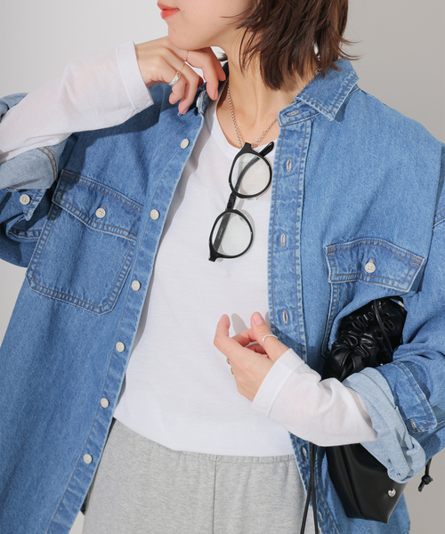 JOURNAL STANDARD relume(ジャーナルスタンダード レリューム)の「《追加5》シアークルーネックロングTシャツ(Tシャツ/カットソー・レディース・ブラック/レッド/ブラウン/ホワイト・FREE)」の14枚目の写真