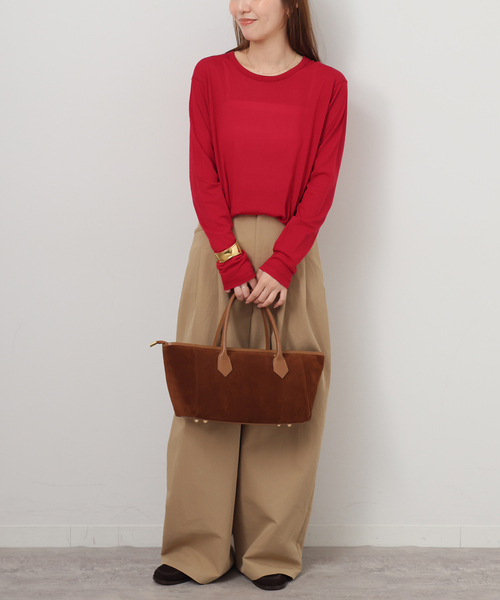 JOURNAL STANDARD relume(ジャーナルスタンダード レリューム)の「《追加5》シアークルーネックロングTシャツ(Tシャツ/カットソー・レディース・ブラック/レッド/ブラウン/ホワイト・FREE)」の21枚目の写真