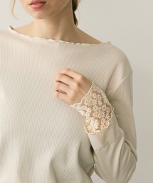 Crisp | フラワーレースカフメロウTシャツ(Tシャツ/カットソー)