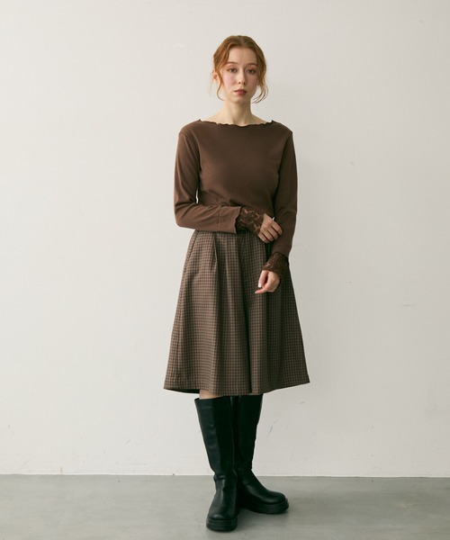 Crisp（クリスプ）の「フラワーレースカフメロウTシャツ（Tシャツ/カットソー・レディース・アイボリー/ブラウン/レッド・FREE）」の8枚目の写真