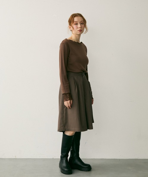 Crisp（クリスプ）の「フラワーレースカフメロウTシャツ（Tシャツ/カットソー・レディース・アイボリー/ブラウン/レッド・FREE）」の9枚目の写真