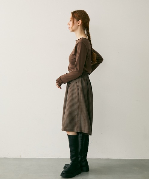 Crisp（クリスプ）の「フラワーレースカフメロウTシャツ（Tシャツ/カットソー・レディース・アイボリー/ブラウン/レッド・FREE）」の10枚目の写真