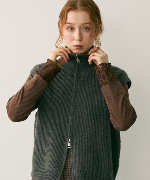 Crisp（クリスプ）の「フラワーレースカフメロウTシャツ（Tシャツ/カットソー・レディース・アイボリー/ブラウン/レッド・FREE）」の12枚目の写真