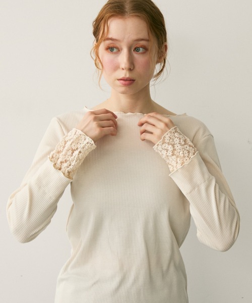 Crisp（クリスプ）の「フラワーレースカフメロウTシャツ（Tシャツ/カットソー・レディース・アイボリー/ブラウン/レッド・FREE）」の14枚目の写真