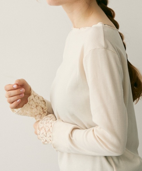 Crisp（クリスプ）の「フラワーレースカフメロウTシャツ（Tシャツ/カットソー・レディース・アイボリー/ブラウン/レッド・FREE）」の15枚目の写真