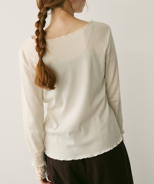 Crisp（クリスプ）の「フラワーレースカフメロウTシャツ（Tシャツ/カットソー・レディース・アイボリー/ブラウン/レッド・FREE）」の17枚目の写真