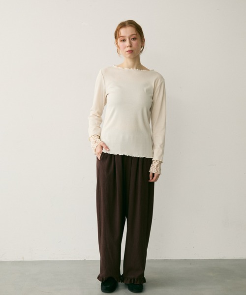 Crisp（クリスプ）の「フラワーレースカフメロウTシャツ（Tシャツ/カットソー・レディース・アイボリー/ブラウン/レッド・FREE）」の18枚目の写真