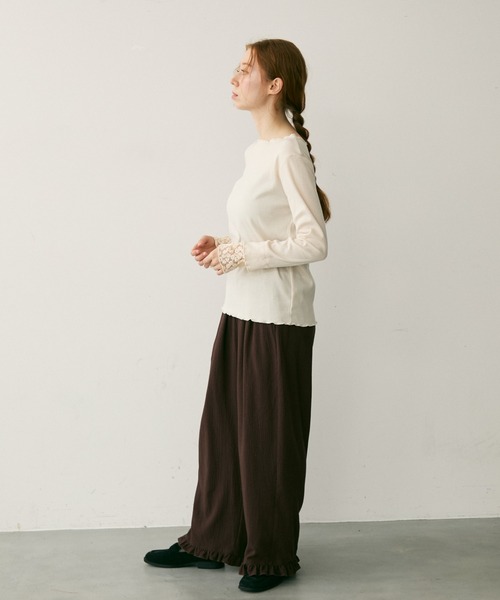 Crisp（クリスプ）の「フラワーレースカフメロウTシャツ（Tシャツ/カットソー・レディース・アイボリー/ブラウン/レッド・FREE）」の19枚目の写真