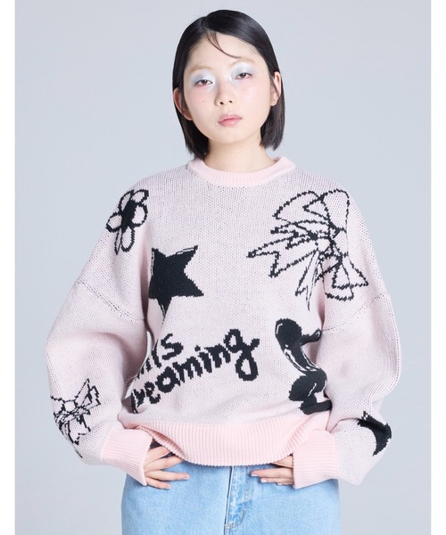 Little sunny bite(リトルサニーバイト)の「/Little Sunny Bite/little sunny bite x Humberto Cruz knit top(ニット/セーター・レディース・アイボリー/ブラック/ピンク・SMALL/MEDIUM)」の3枚目の写真