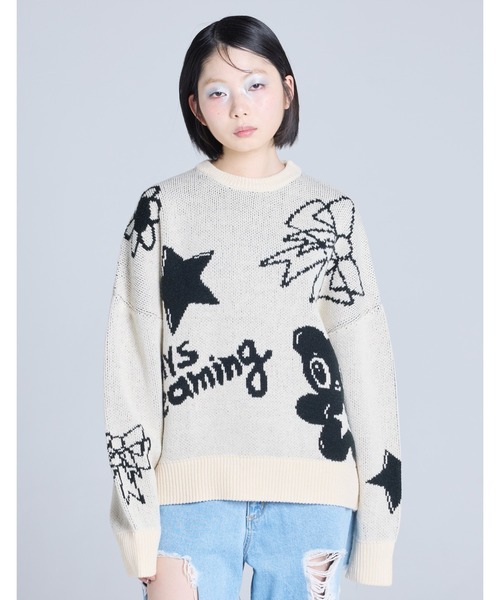 Little sunny bite(リトルサニーバイト)の「/Little Sunny Bite/little sunny bite x Humberto Cruz knit top(ニット/セーター・レディース・アイボリー/ブラック/ピンク・SMALL/MEDIUM)」の4枚目の写真