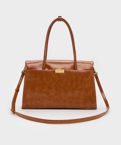 CHARLES & KEITH(チャールズ & キース)の「Kerry ケリー ターンロック ダブルハンドルトラペーズトートバッグ(トートバッグ・レディース・ダークブラウン系3/ブラック・L)」の18枚目の写真