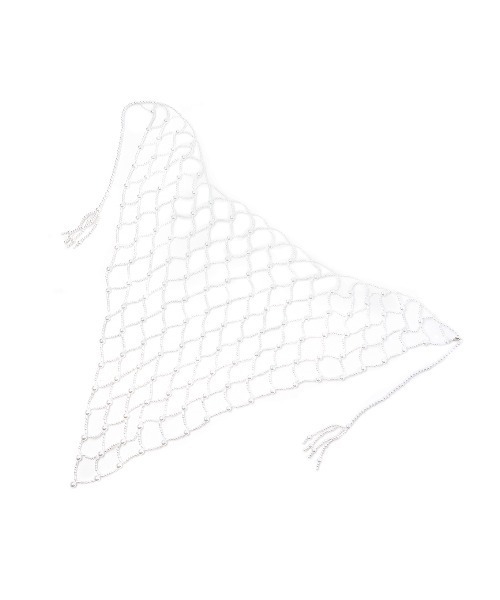 Ameri（アメリ）の「UND TRIANGLE PEARL SCARF（ストール/ショール・レディース・ホワイト・FREE）」の5枚目の写真