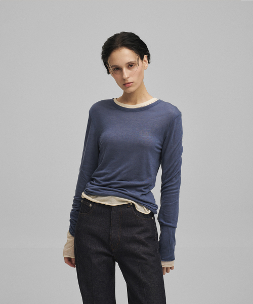 ANOTHER OFFICE WOMEN(アナザー オフィス ウーマン)の「w. Tencel Sheer Rib Tee (Smoky Blue)(Tシャツ/カットソー・レディース・その他・FREE)」の2枚目の写真