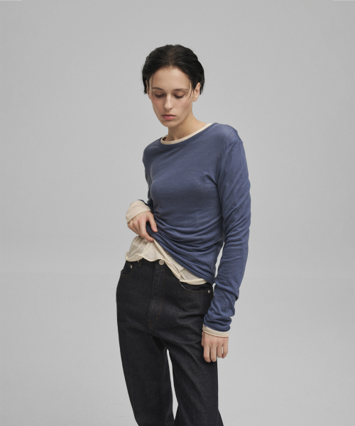ANOTHER OFFICE WOMEN(アナザー オフィス ウーマン)の「w. Tencel Sheer Rib Tee (Smoky Blue)(Tシャツ/カットソー・レディース・その他・FREE)」の3枚目の写真