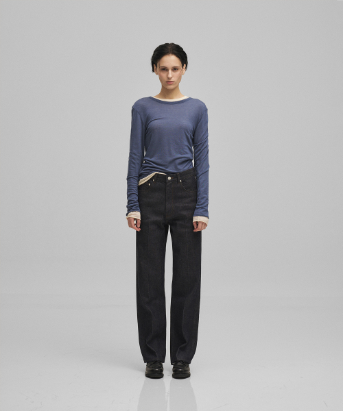 ANOTHER OFFICE WOMEN(アナザー オフィス ウーマン)の「w. Tencel Sheer Rib Tee (Smoky Blue)(Tシャツ/カットソー・レディース・その他・FREE)」の4枚目の写真