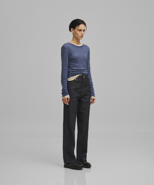 ANOTHER OFFICE WOMEN(アナザー オフィス ウーマン)の「w. Tencel Sheer Rib Tee (Smoky Blue)(Tシャツ/カットソー・レディース・その他・FREE)」の5枚目の写真