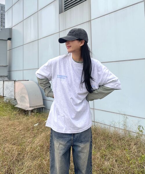 mydeepbluememories(マイディープブルーメモリーズ)の「Mm Symbol Logo T-Shirts (LIGHT GREY / SKY)(Tシャツ/カットソー・レディース・ライトグレー・SMALL/MEDIUM/LARGE)」の5枚目の写真