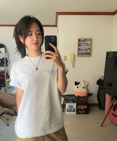 mydeepbluememories(マイディープブルーメモリーズ)の「Mm Symbol Logo T-Shirts (LIGHT GREY / SKY)(Tシャツ/カットソー・レディース・ライトグレー・SMALL/MEDIUM/LARGE)」の8枚目の写真
