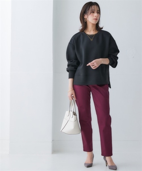 nissen（ニッセン）の「なめらかポンチ素材　サイドスリットプルオーバー（セットアップ可能）＜大きいサイズ有＞（Tシャツ/カットソー・レディース・モカ/パープル/ブラック/グレイッシュベージュ/グレイッシュブルー/チャコールグレー/ダークグリーン/レモンイエロー・M/L/LL/3L/S）」の19枚目の写真