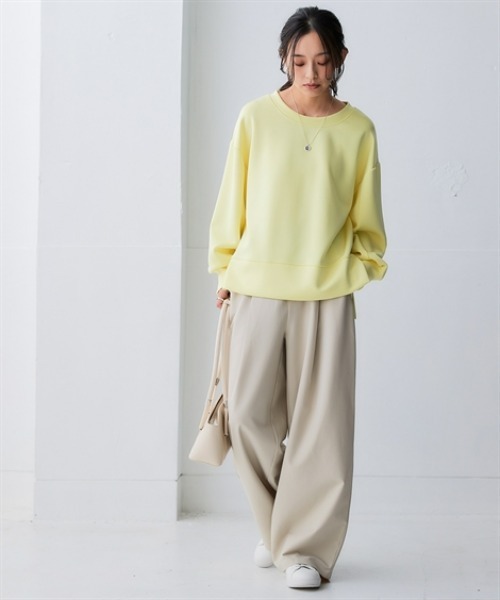 nissen（ニッセン）の「なめらかポンチ素材　サイドスリットプルオーバー（セットアップ可能）＜大きいサイズ有＞（Tシャツ/カットソー・レディース・モカ/パープル/ブラック/グレイッシュベージュ/グレイッシュブルー/チャコールグレー/ダークグリーン/レモンイエロー・M/L/LL/3L/S）」の10枚目の写真