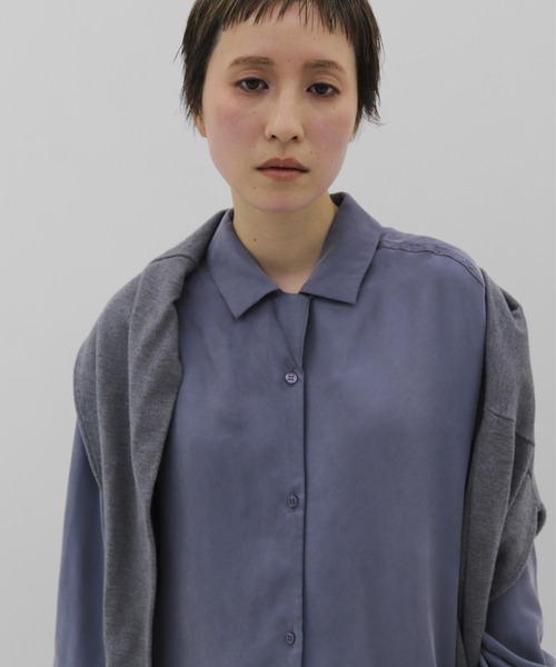 lit(リット)の「Cupra Open Collar Shirt(シャツ/ブラウス・レディース・ワイン/ベージュ/ブルー・FREE)」の3枚目の写真