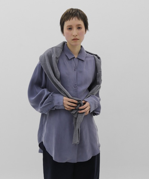 lit(リット)の「Cupra Open Collar Shirt(シャツ/ブラウス・レディース・ワイン/ベージュ/ブルー・FREE)」の14枚目の写真