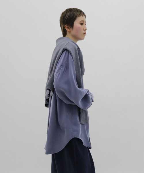 lit(リット)の「Cupra Open Collar Shirt(シャツ/ブラウス・レディース・ワイン/ベージュ/ブルー・FREE)」の17枚目の写真