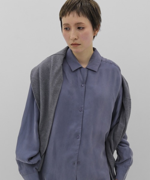 lit(リット)の「Cupra Open Collar Shirt(シャツ/ブラウス・レディース・ワイン/ベージュ/ブルー・FREE)」の18枚目の写真