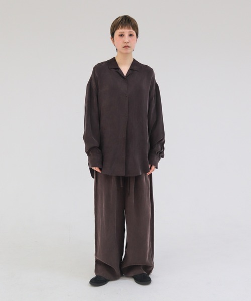 lit(リット)の「Cupra Open Collar Shirt(シャツ/ブラウス・レディース・ワイン/ベージュ/ブルー・FREE)」の13枚目の写真