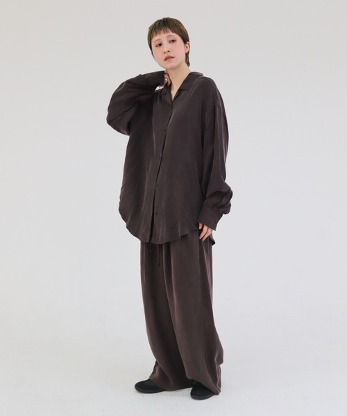 lit(リット)の「Cupra Open Collar Shirt(シャツ/ブラウス・レディース・ワイン/ベージュ/ブルー・FREE)」の9枚目の写真