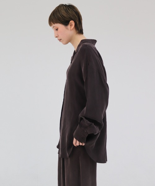 lit(リット)の「Cupra Open Collar Shirt(シャツ/ブラウス・レディース・ワイン/ベージュ/ブルー・FREE)」の5枚目の写真