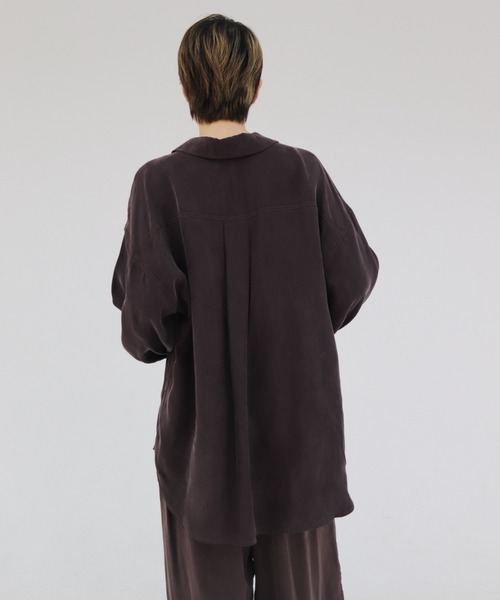 lit(リット)の「Cupra Open Collar Shirt(シャツ/ブラウス・レディース・ワイン/ベージュ/ブルー・FREE)」の6枚目の写真