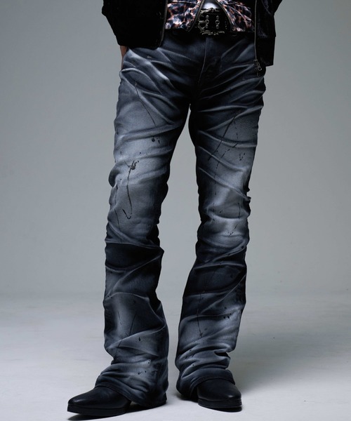 FUGA（フーガ）の「『FUGA/フーガ』立体加工フレアデニムパンツ（デニムパンツ・メンズ・ブラック/ホワイト・L/M/S）」の2枚目の写真