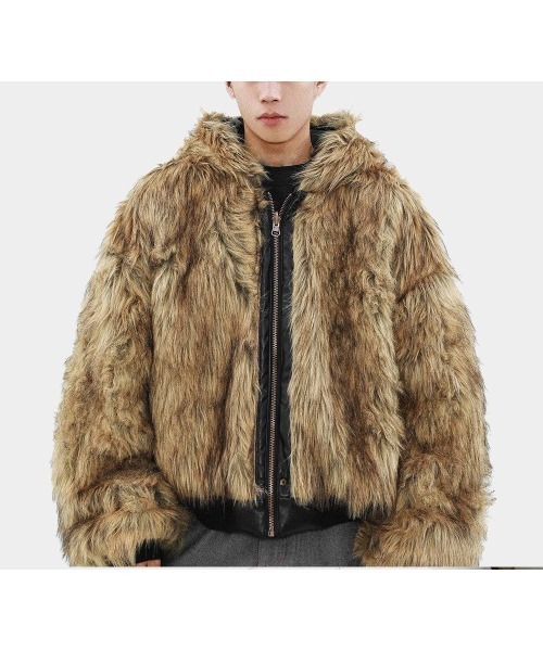 COSYHARU（コシハル）の「ファートリミングフードダークブラックレザージャンパー（ブルゾン・メンズ・ブラック・LARGE/MEDIUM）」の15枚目の写真