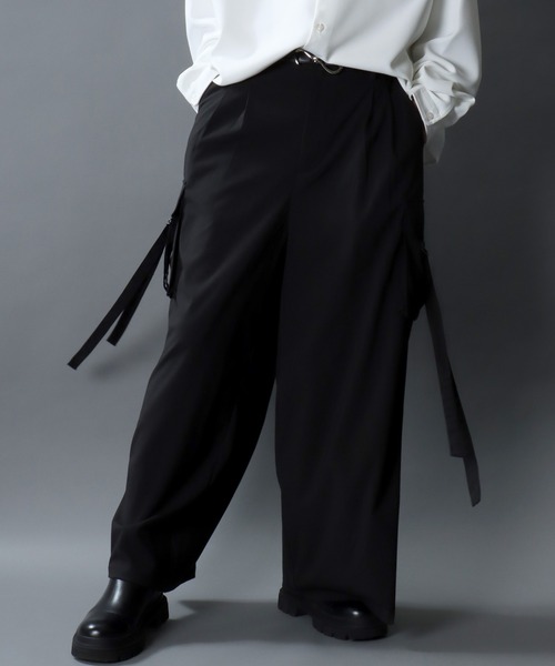 SITRY（シトリー）の「2Tuck Drape Wide Cargo Pants/2タックドレープ ワイドカーゴパンツ セットアップ対応（カーゴパンツ・メンズ・チャコール/ブラック・LL/L/M）」の17枚目の写真