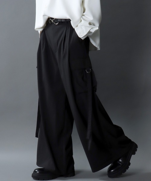 SITRY（シトリー）の「2Tuck Drape Wide Cargo Pants/2タックドレープ ワイドカーゴパンツ セットアップ対応（カーゴパンツ・メンズ・チャコール/ブラック・LL/L/M）」の15枚目の写真