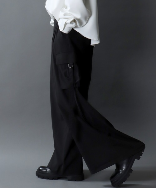 SITRY（シトリー）の「2Tuck Drape Wide Cargo Pants/2タックドレープ ワイドカーゴパンツ セットアップ対応（カーゴパンツ・メンズ・チャコール/ブラック・LL/L/M）」の14枚目の写真
