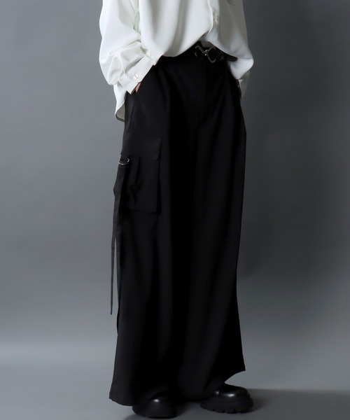 SITRY（シトリー）の「2Tuck Drape Wide Cargo Pants/2タックドレープ ワイドカーゴパンツ セットアップ対応（カーゴパンツ・メンズ・チャコール/ブラック・LL/L/M）」の21枚目の写真